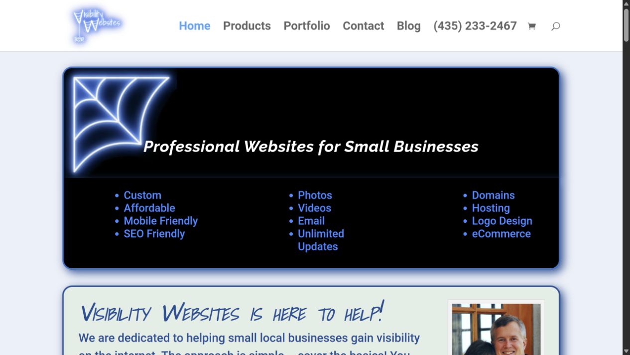 Visibility Websites homepage captured during the August 2026 editorial review.